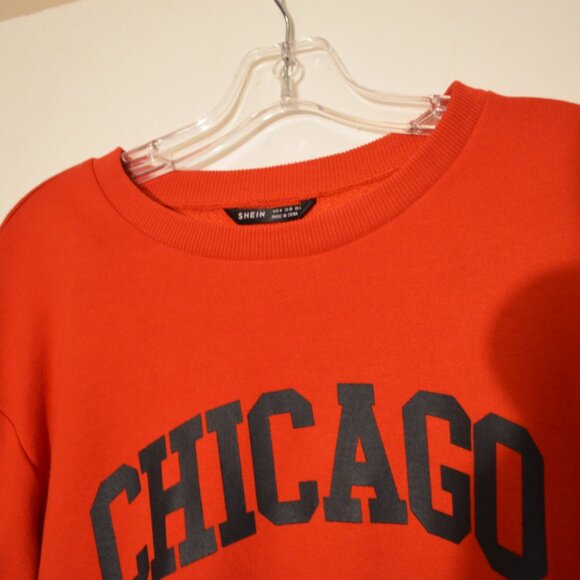 SHEIN "Chicago" Front Sign Red Sweater Long Sleeves Polyester/Spandex M/6 (EU38) - Picture 2 of 6